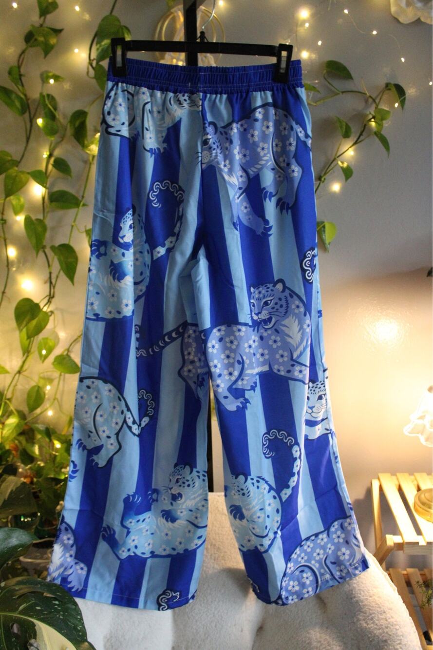 NWT Blue Leopard Print Wide Leg Palazzo Pants | | Size S